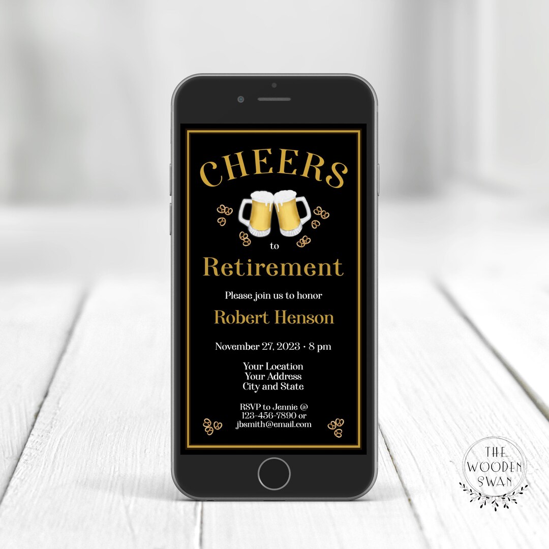 Electronic Retirement Invitation Template, Digital Retirement Evite