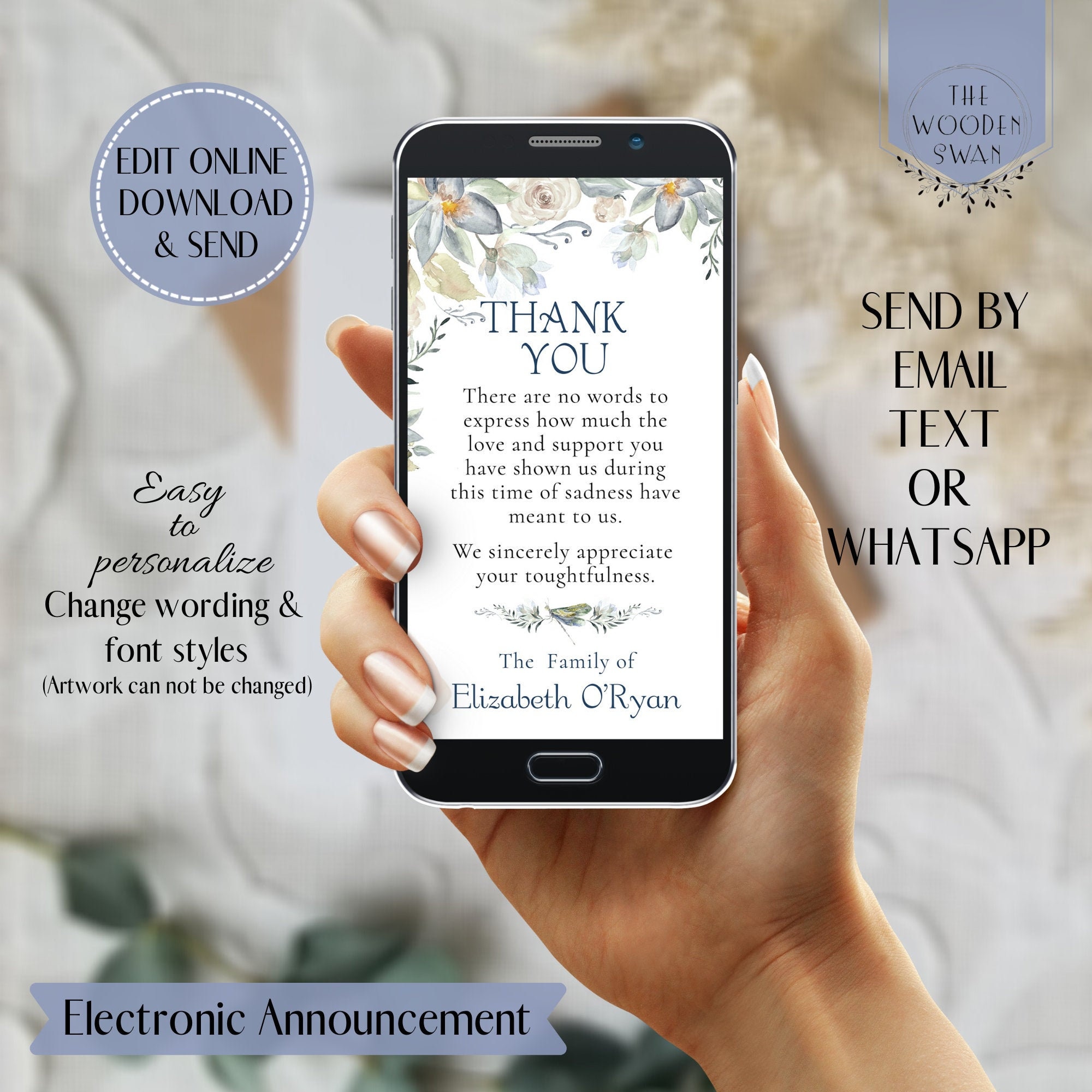 Electronic Thank You Digital ECard Send a Digital Note of Etsy