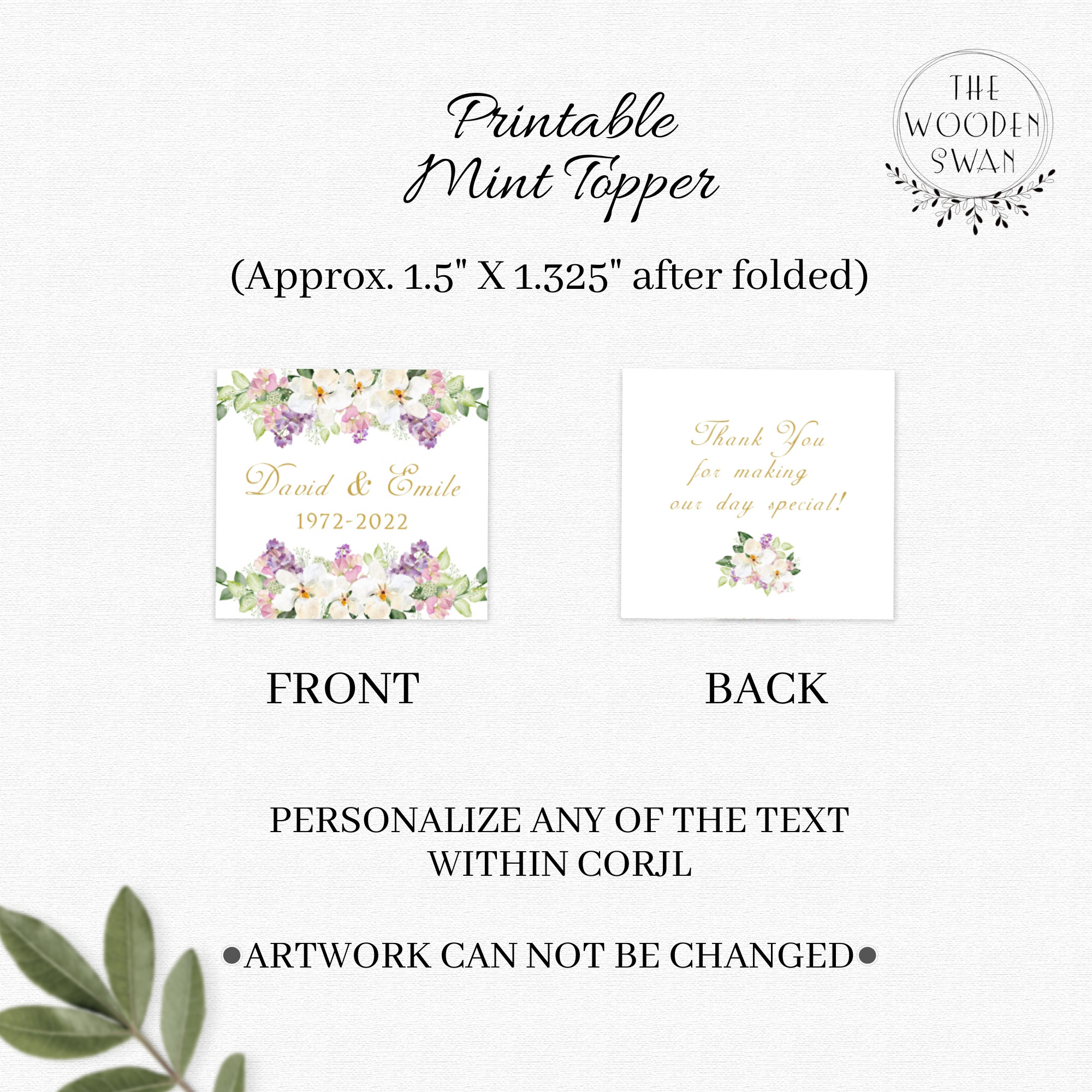 Printable Anniversary Mint Favor Topper Template, Mint Party Favors ...