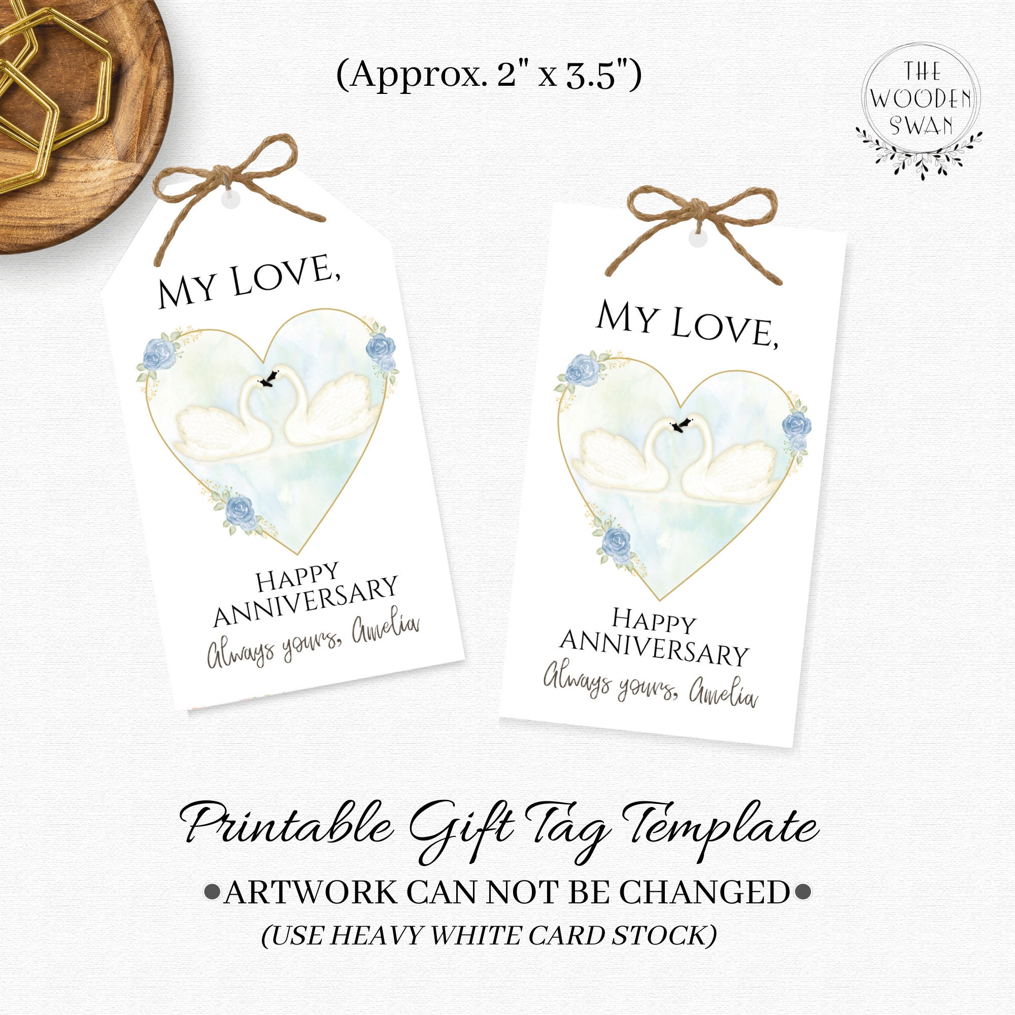 Printable Anniversary Gift Tag Template, Favor Tag, Sweetheart Gift Tag ...