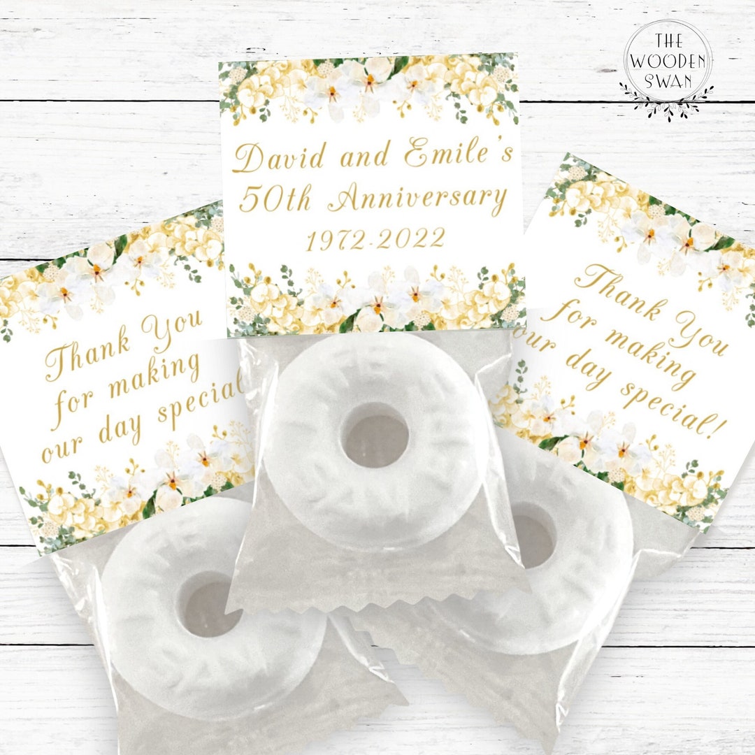 Printable Anniversary Mint Favors Topper Template, Mint Party Favors, Golden Anniversary, Life ...