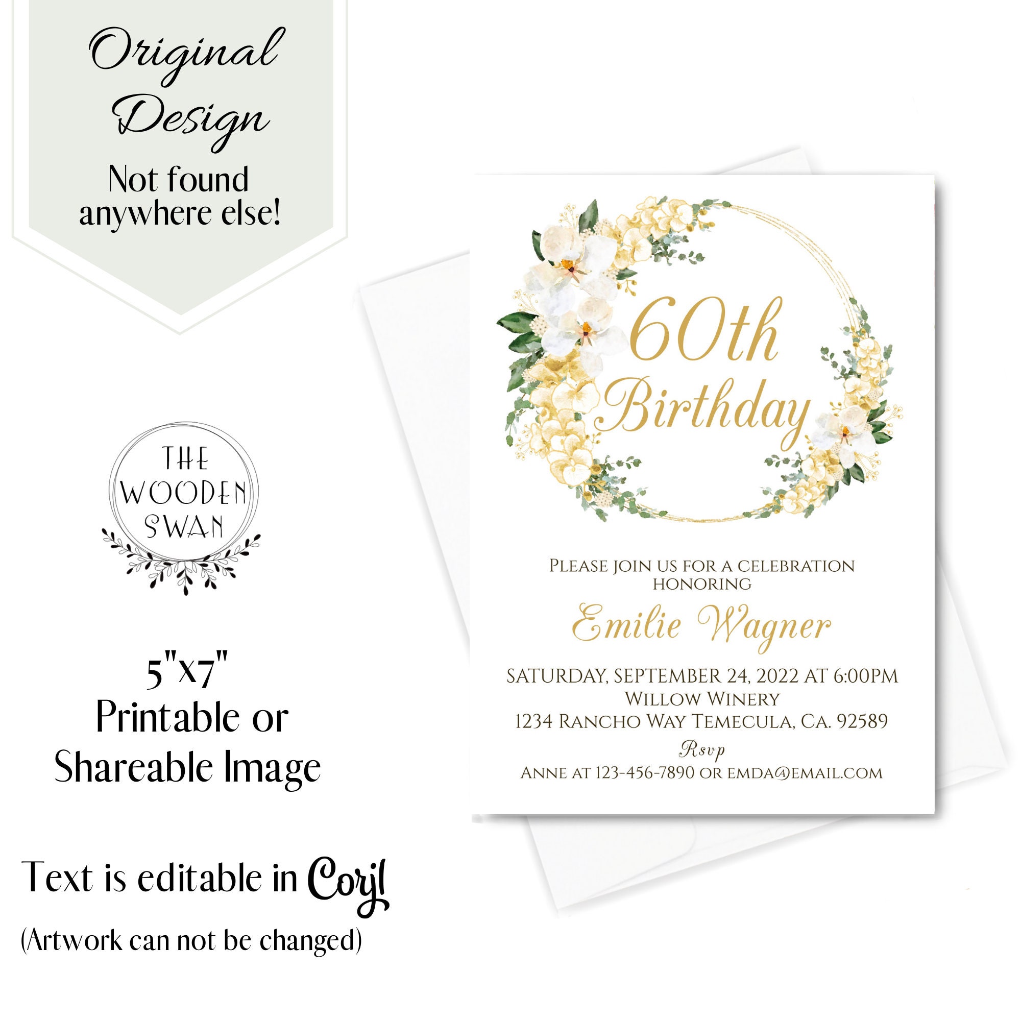 Printable 60th Birthday Invitation Template, 60th Birthday Party Invite ...