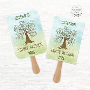 Family Reunion Hand Fan Template, Family Reunion Party, 5x7 Printable Paddle Fan, Family Reunion Favor, Keepsake, Editable Template, 713K