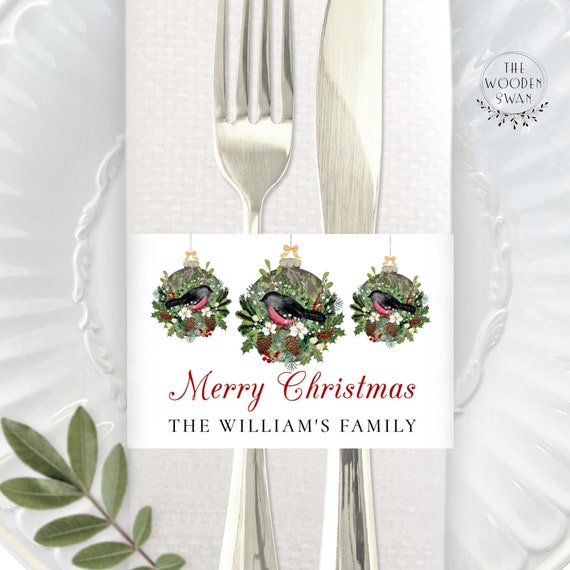 Printable Christmas Napkin Band Christmas Napkin Ring Etsy