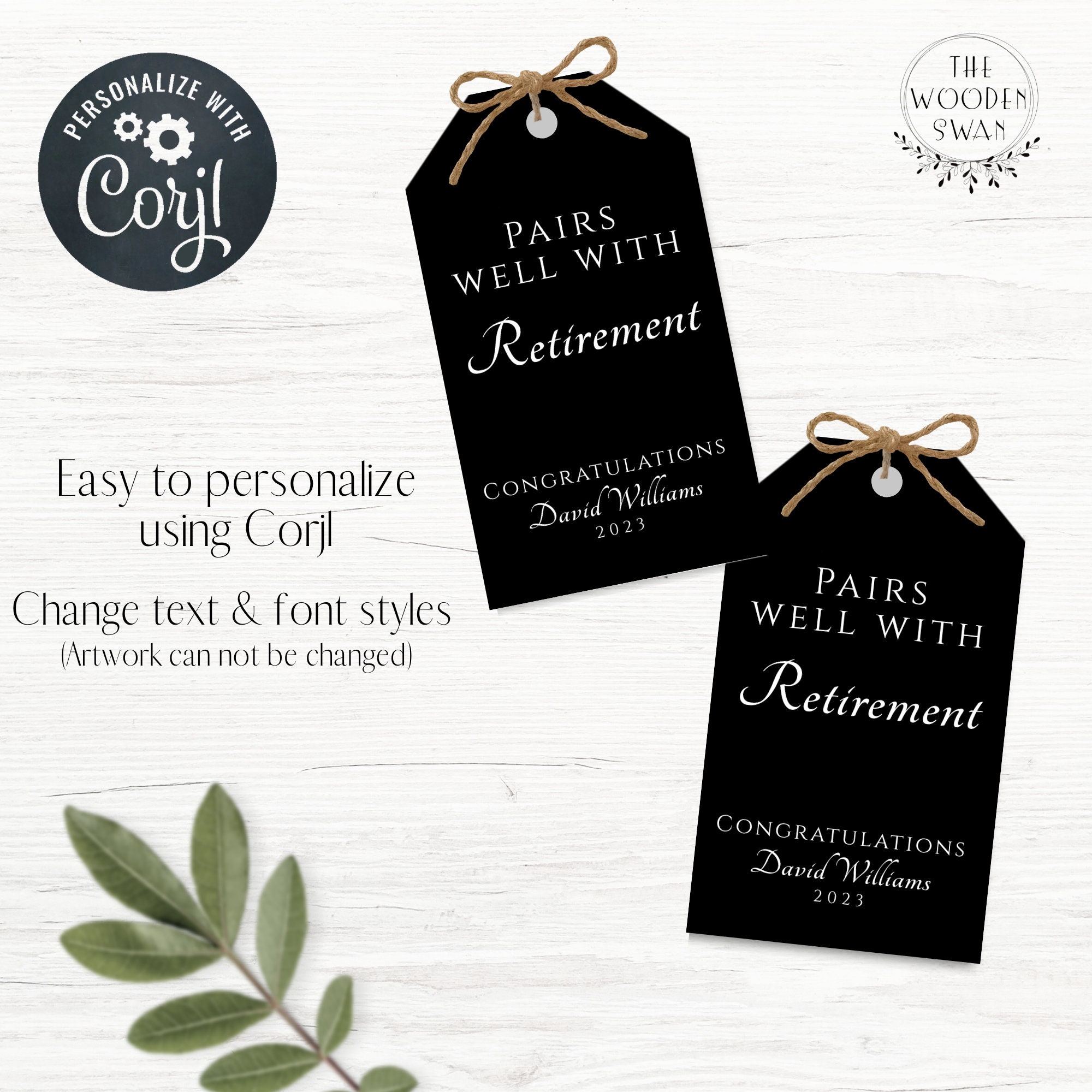 Printable Retirement Gift Tag Template, Retirement Wine Bottle Tag, Favor Tag, Apprx. 2x3.5 ...