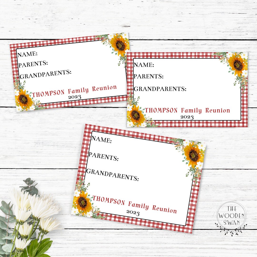 Family Reunion Name Tag Template, Party Name Tags, Family Celebration