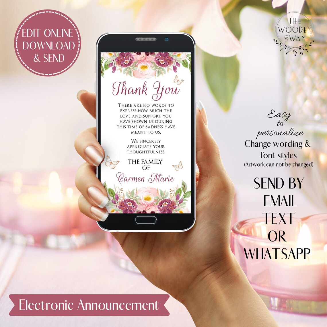 Electronic Thank You Digital ECard Send a Digital Note of Etsy