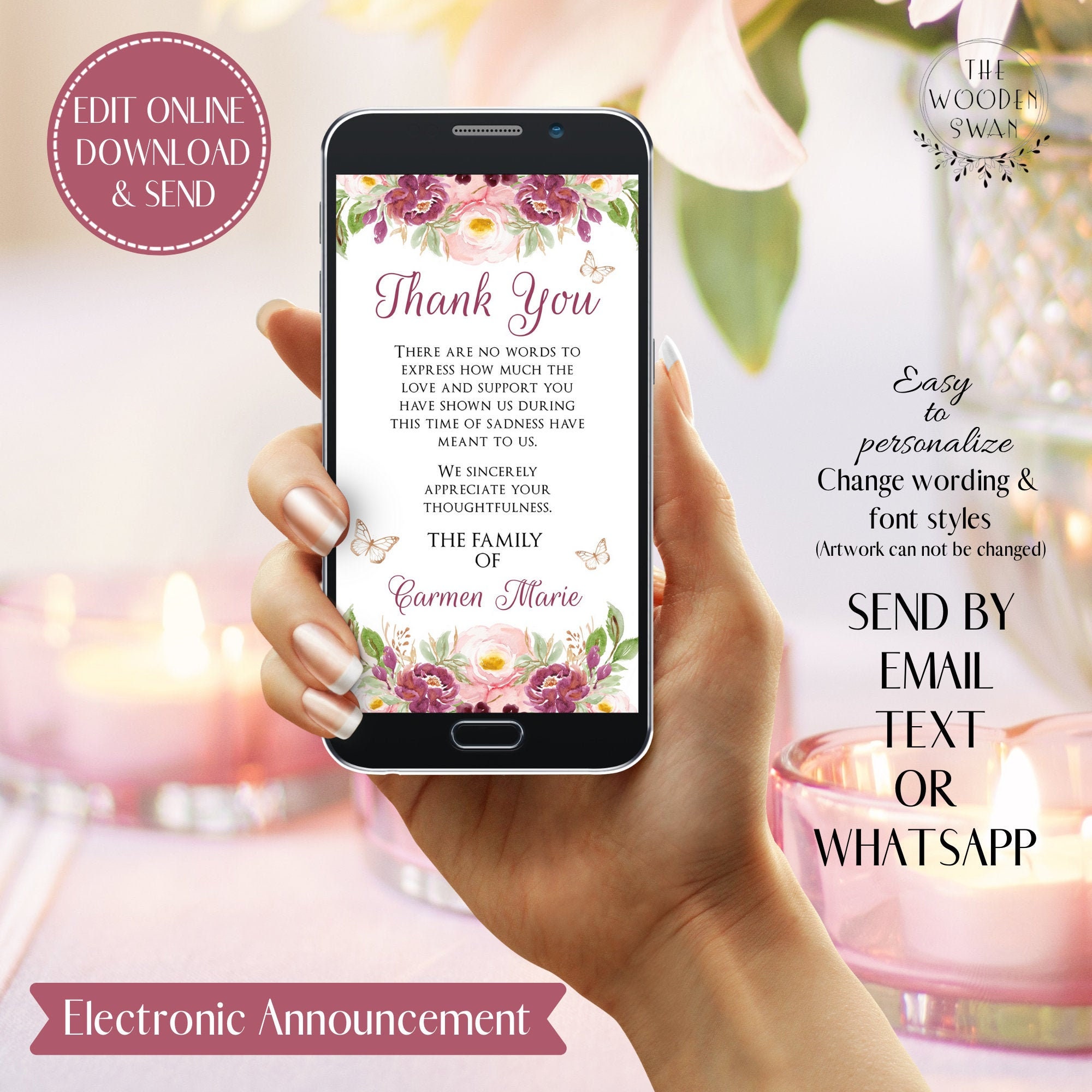 Electronic Thank You Digital ECard Send a Digital Note of Etsy