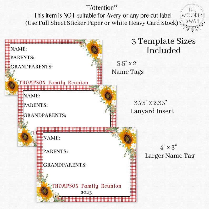 Family Reunion Name Tag Template, Party Name Tags, Family Celebration