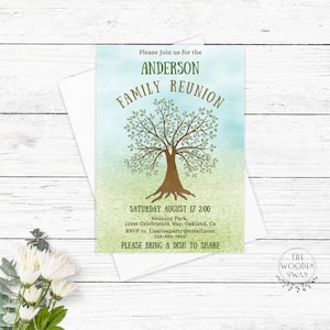 Invito per riunione di famiglia, festa di riunione di famiglia, invito stampabile 5x7, biglietto albero genealogico, modello modificabile 713K