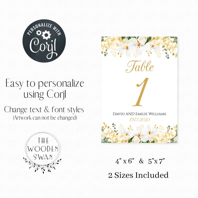 Printable Table Numbers Template 50th Anniversary Table - Etsy