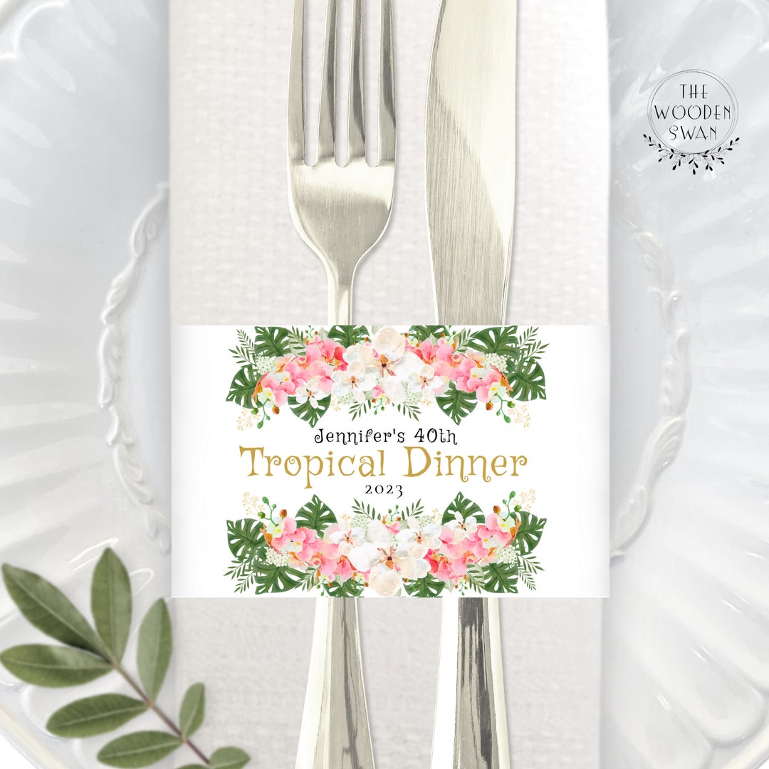 Printable Tropical Napkin Band Template Tropical Napkin Ring - Etsy
