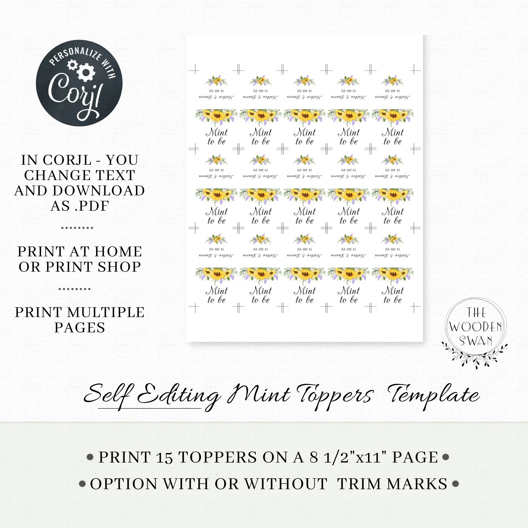 Printable Mint to Be Favor Topper Template, Sunflower Party, Life Saver ...