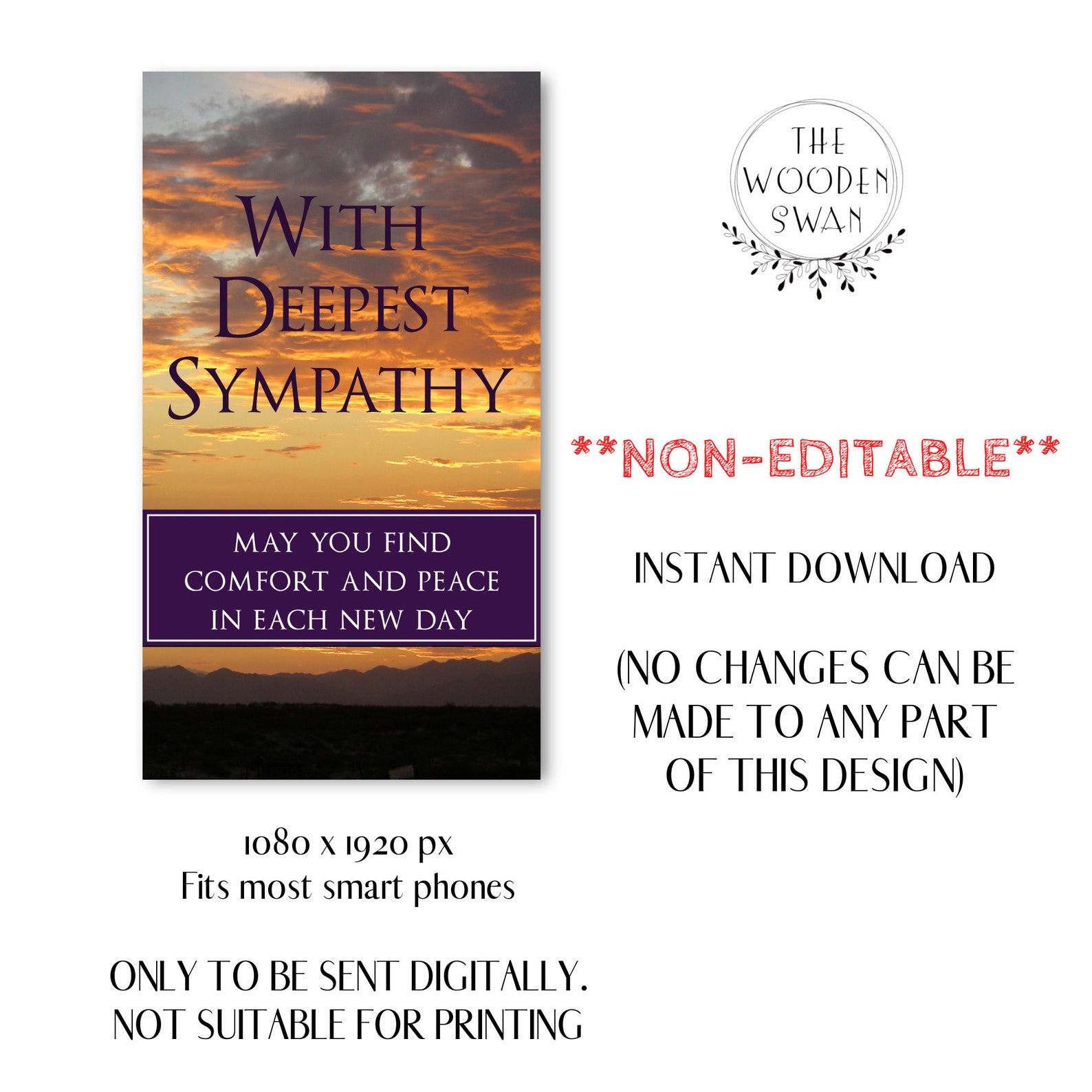 Electronic Sympathy Card Text Sympathy Card Email Etsy