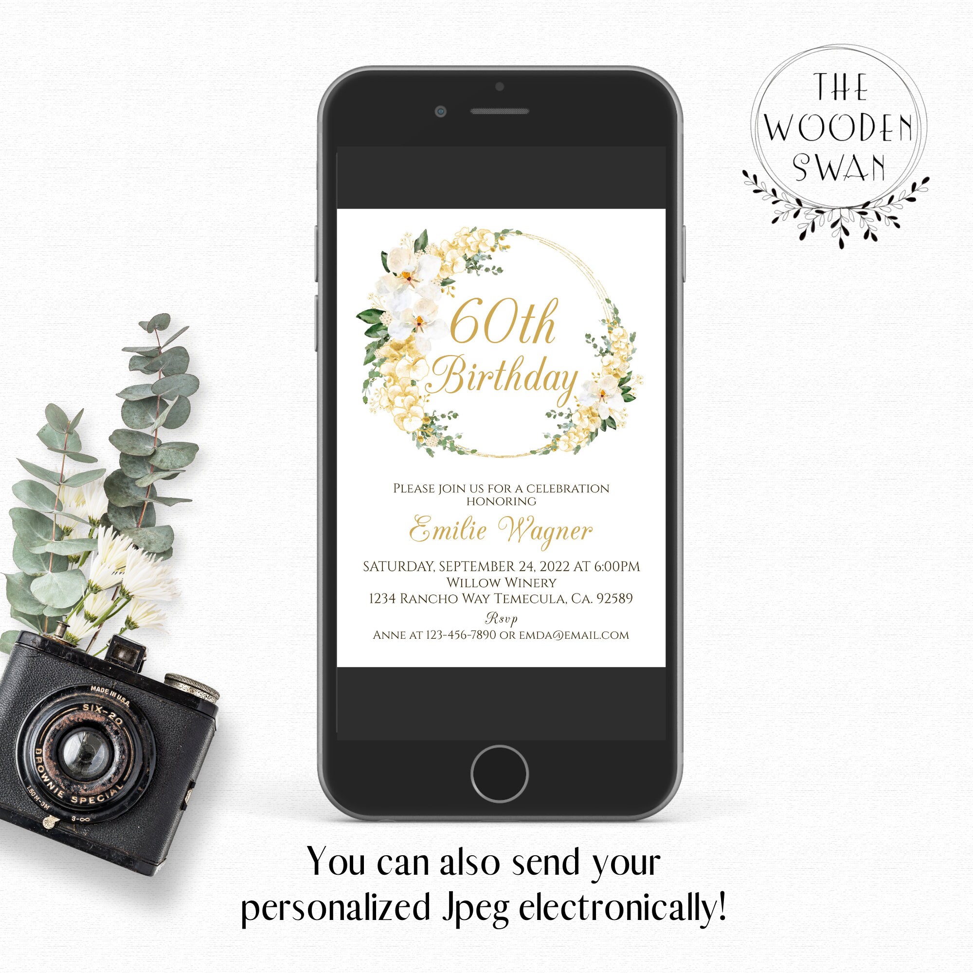 Printable 60th Birthday Invitation Template, 60th Birthday Party Invite ...