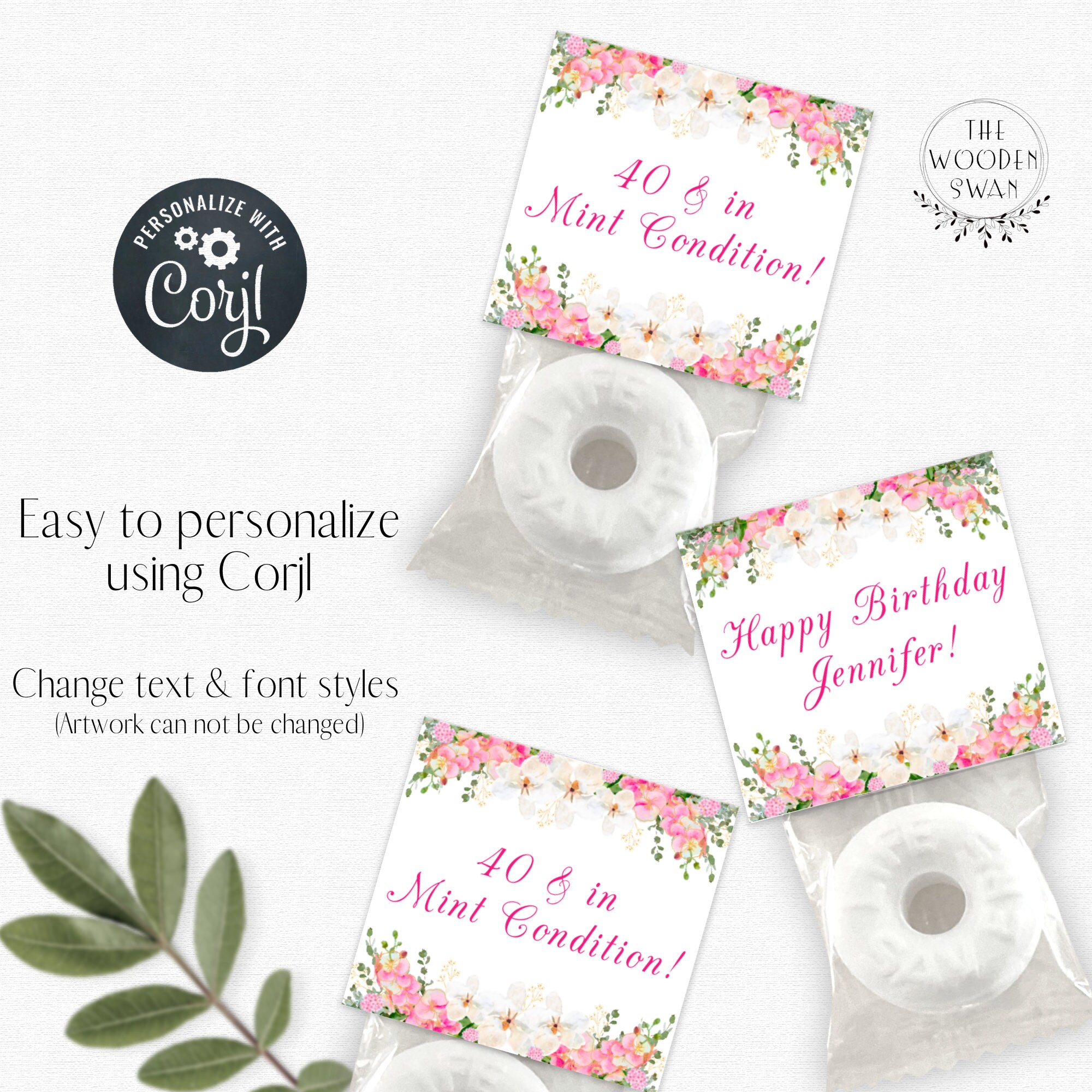 Printable Birthday Mint Favor Topper Template, Custom Mint Party Favors, Party Mint, 30, 40, 50 ...
