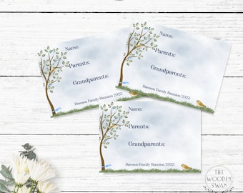 Family Reunion Name Tag Template, Party Name Tags, Family Reunion Celebration, Family Tree, 3 Sizes Included, Editable Text Template 722S