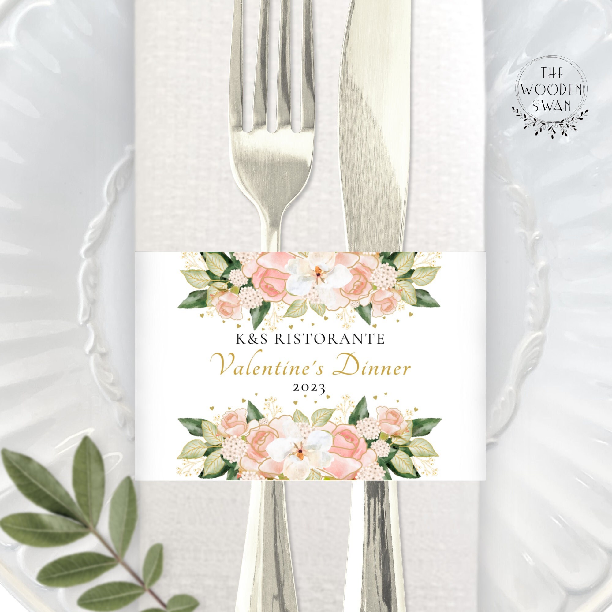 Printable Valentine's Napkin Band, Dinner Napkin Ring Template ...
