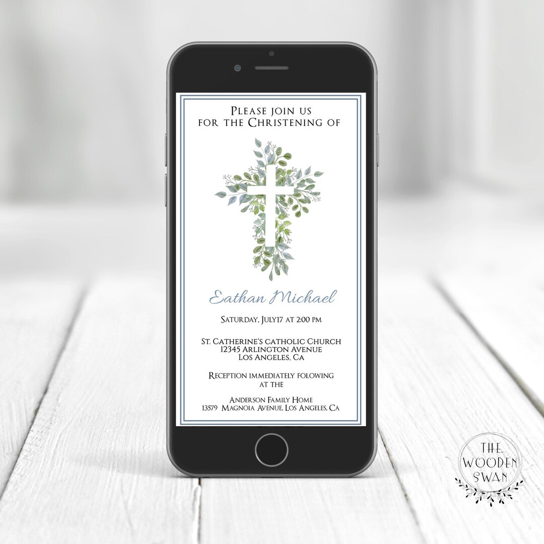 Christening Evite Template Baptism Invitation Electronic Announcement