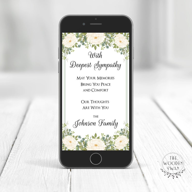 Electronic Sympathy Card Template, Digital Ecard, Condolences Card