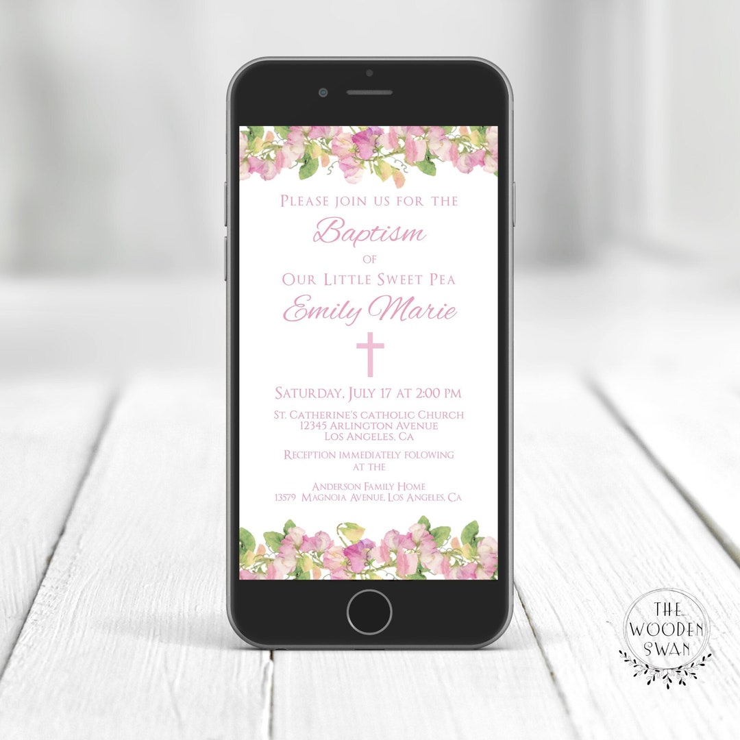 Christening Evite Template Baptism Invitation Electronic Announcement Invitation Phone Ecard