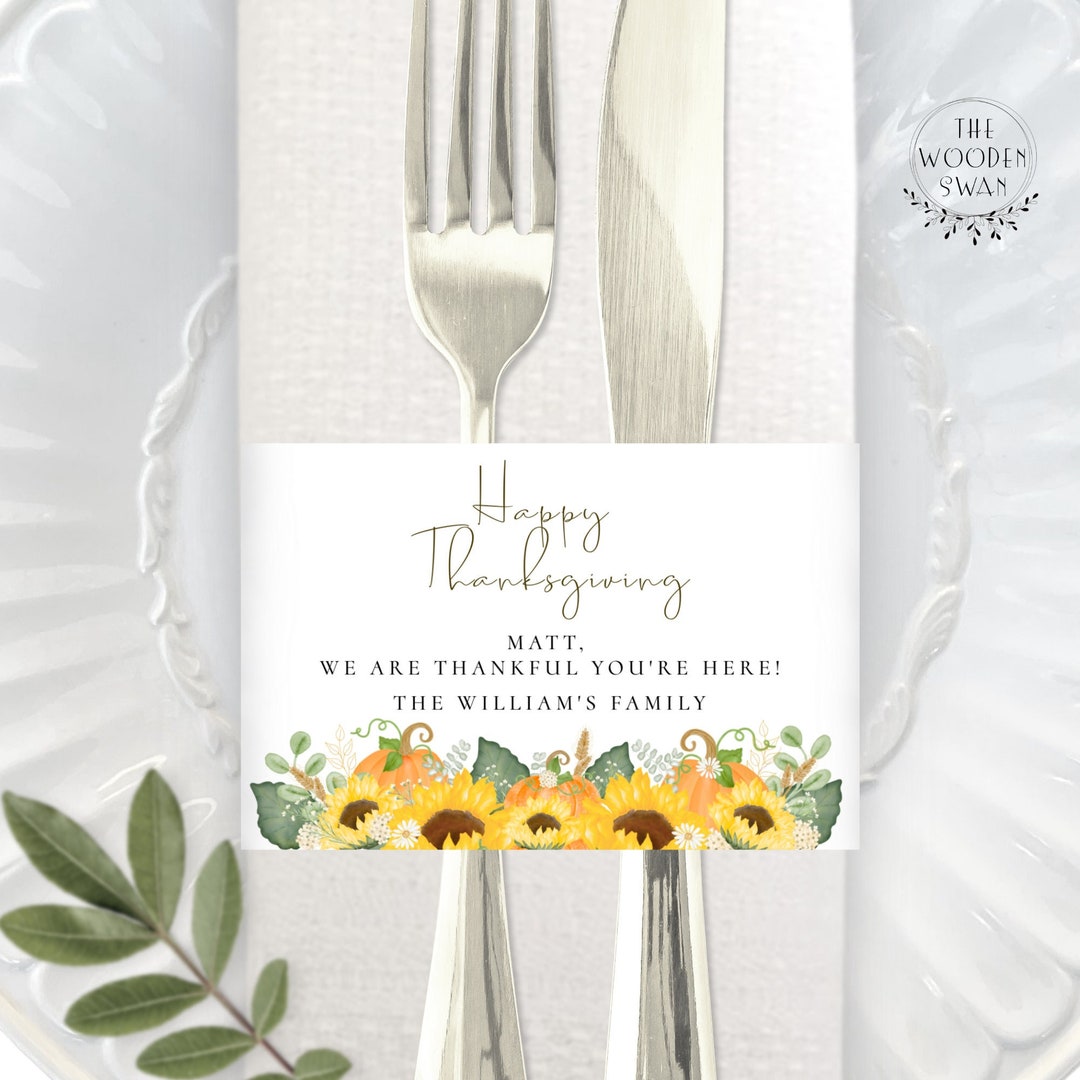 Printable Thanksgiving Napkin Band Template, Napkin Ring, Fall Holiday ...