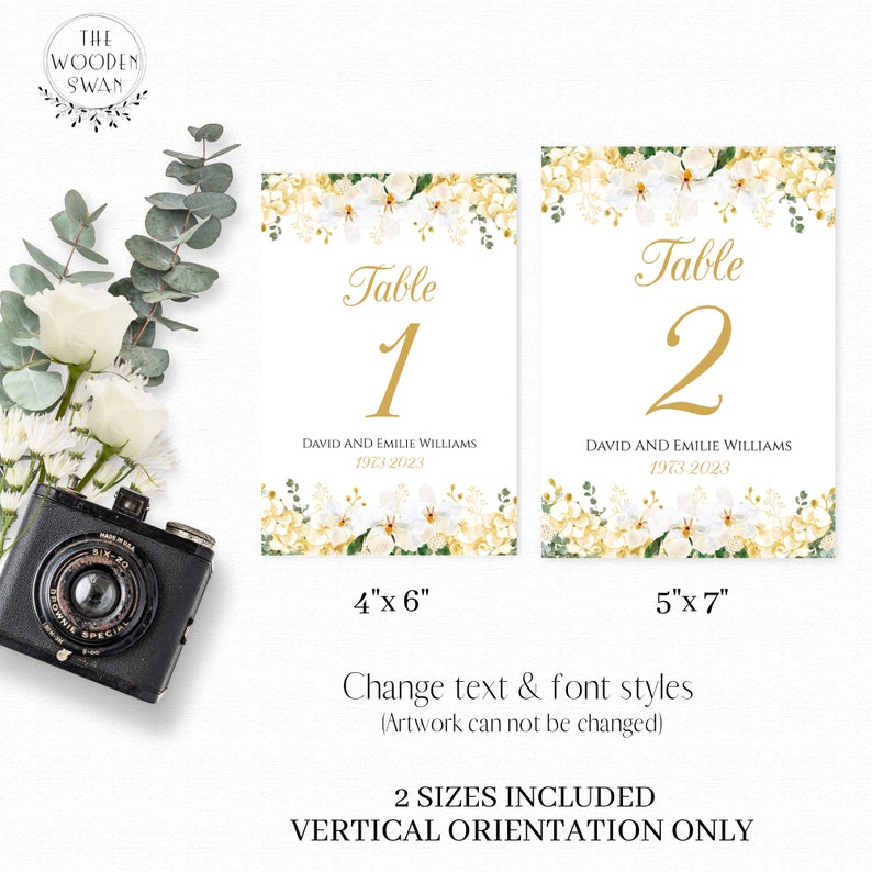 Printable Table Numbers Template 50th Anniversary Table - Etsy