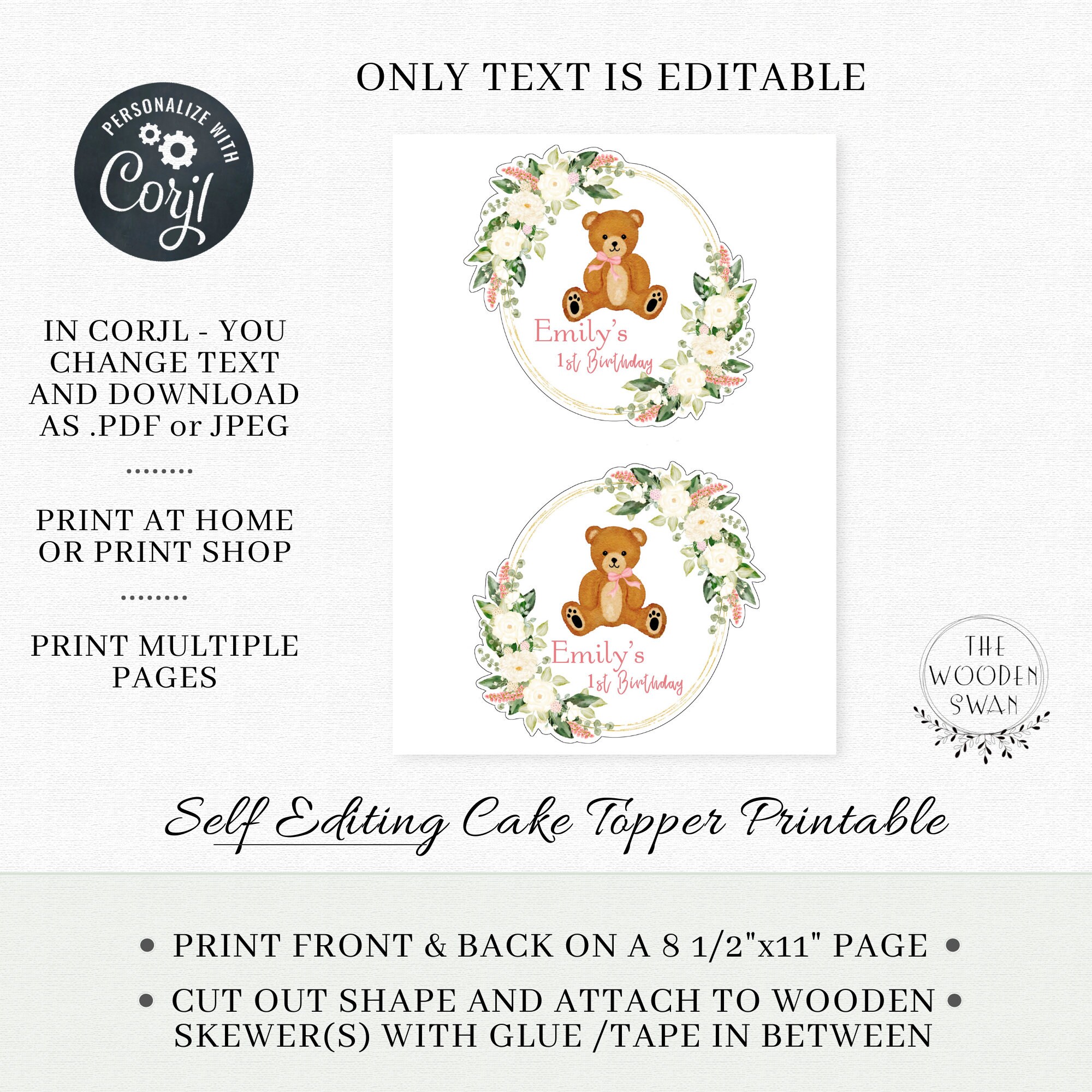 Printable Cake Topper Template, 1st Birthday, Any Event, Centerpiece ...