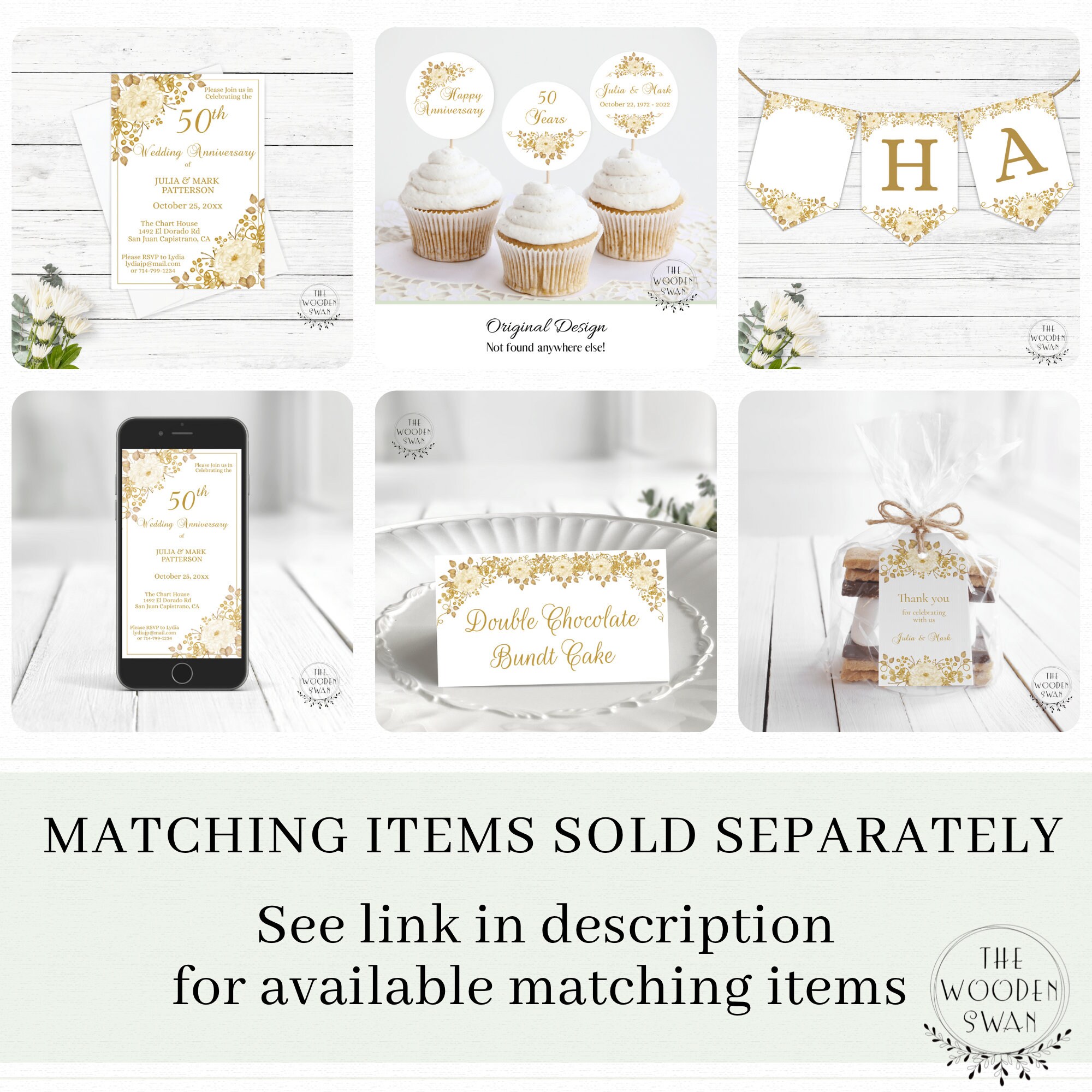 Printable Golden Anniversary Favor Tag Template, Golden Anniversary ...
