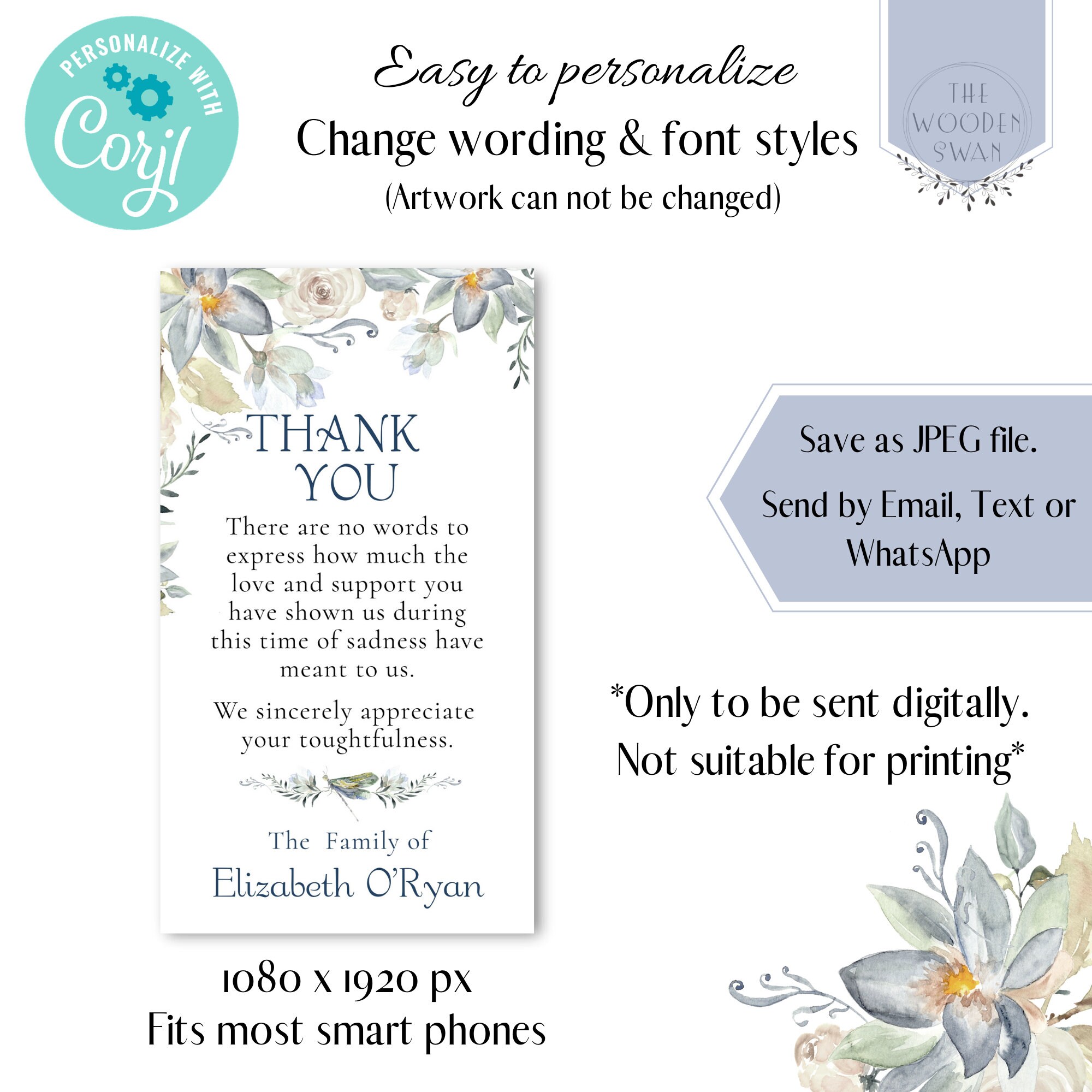 Electronic Thank You Digital ECard Send a Digital Note of Etsy