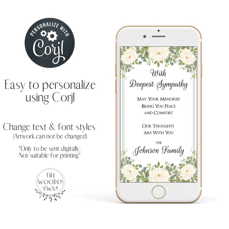 Electronic Sympathy Card Template, Digital Ecard, Condolences Card