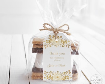 Printable Golden Anniversary Favor Tag Template, Golden Anniversary Gift Tag, 2x3.5&quot;, Editable Text, Instant Download 601K