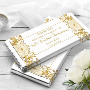 Printable Chocolate Bar Wrapper Template, 1.55 Chocolate Bar, 50th Anniversary, Any Year, DIY Party Favor Gift 5.5"x5.5", Editable Text 601K