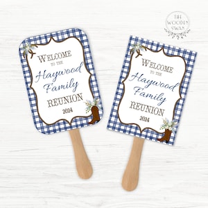 Family Reunion Party Hand Fan Template, Western Family Party, 5x7 Printable Paddle Fan,  Reunion Favor, Keepsake, Editable Template, 716K