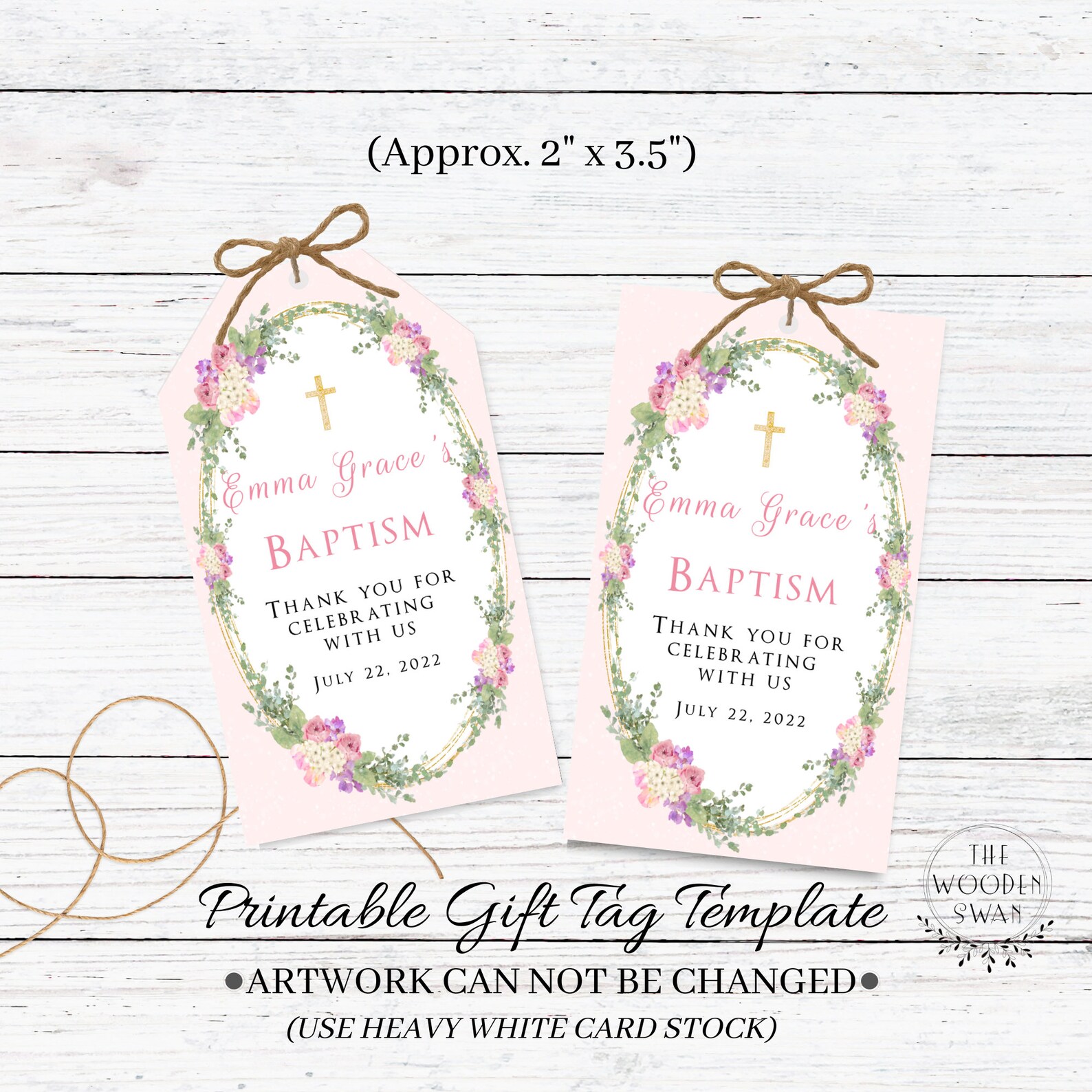 Printable Baptism Favor Tag Christening Keepsake Gift Tag Etsy
