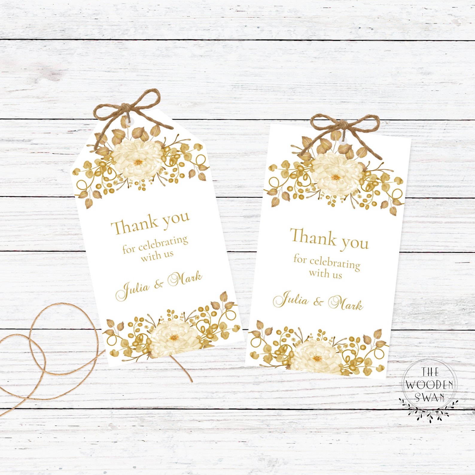 Printable Golden Anniversary Favor Tag Template Golden Etsy