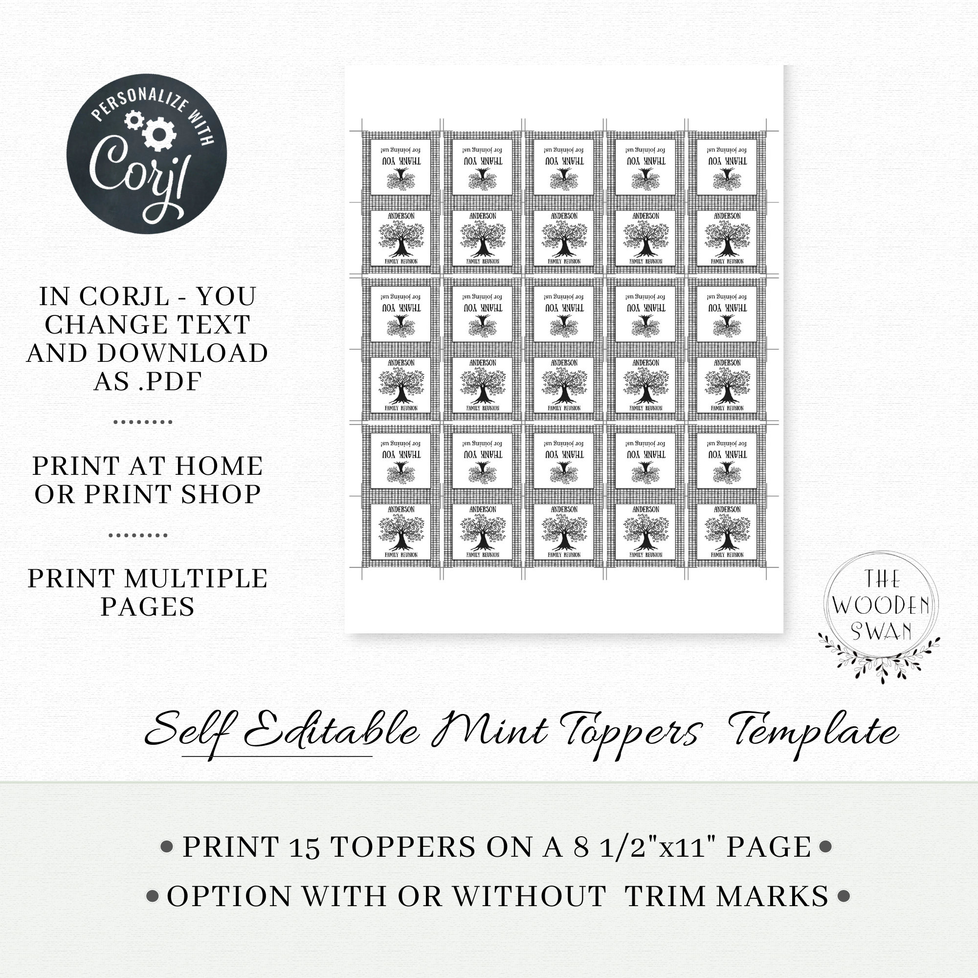 Printable Family Reunion Mint Favor Topper Template Mint Etsy