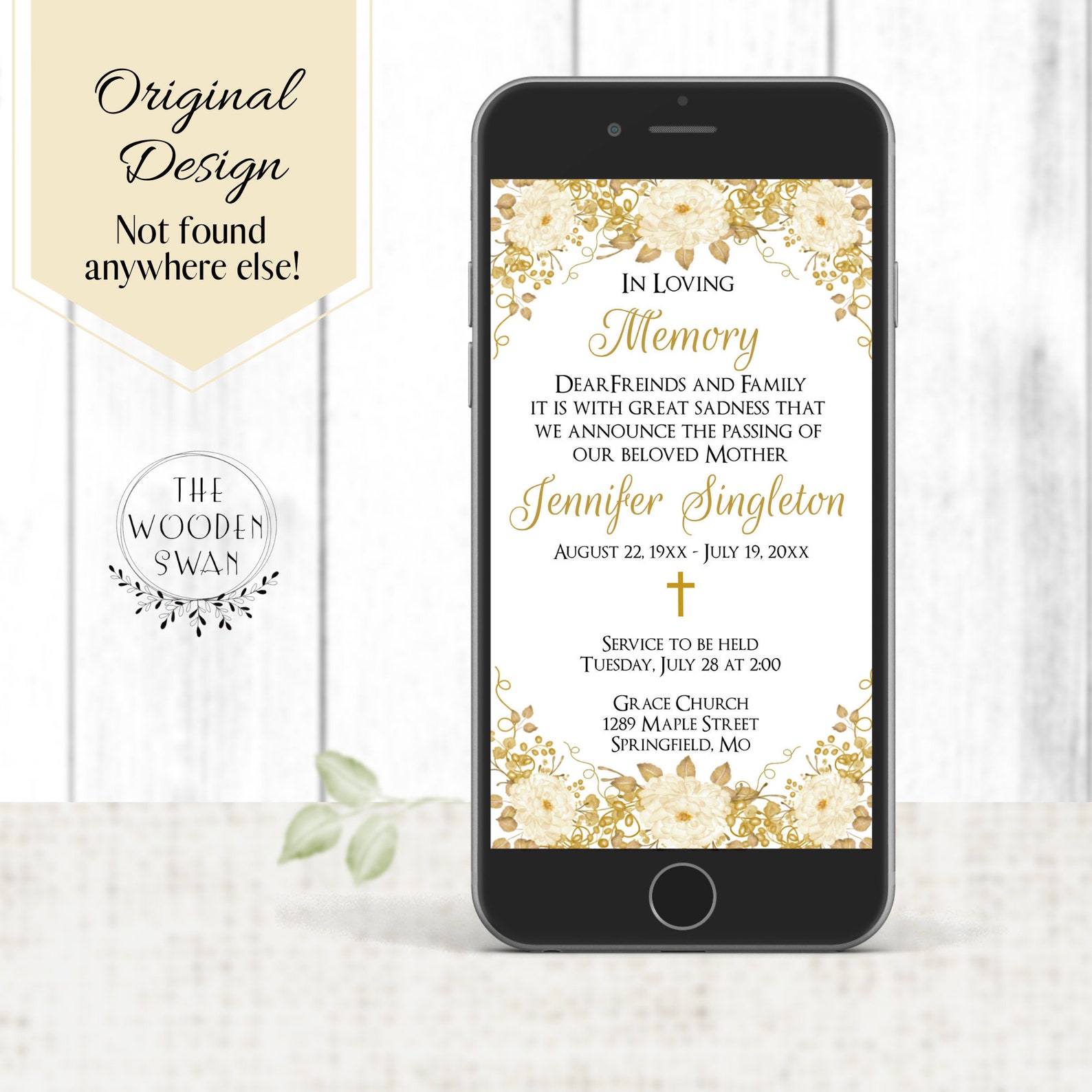 Electronic Passing Announcement Memorial Passing of Loved Etsy