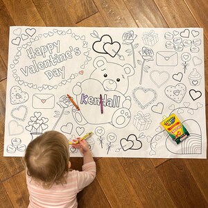 Póster personalizado para colorear el Día de San Valentín - 24x36" - Descarga Digital / regalo infantil San Valentín / regalo personalizado San Valentín