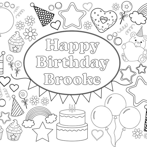 Personalised Birthday Colouring Poster - Etsy