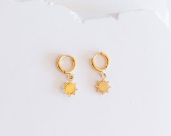 Philippine Dainty Dangle Sun Earrings Gold