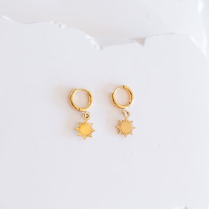 Philippine Dainty Dangle Sun Earrings Gold