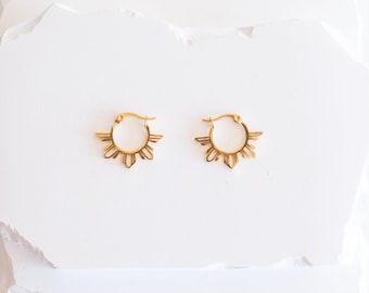 Philippine Small Hoop Sun Araw Earrings Gold