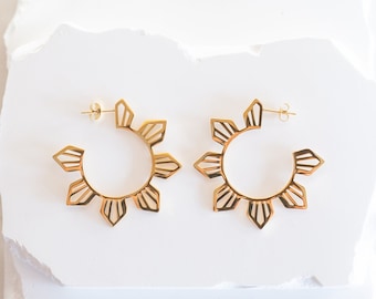 Philippine Sun Araw Statement Hoop Earrings Gold