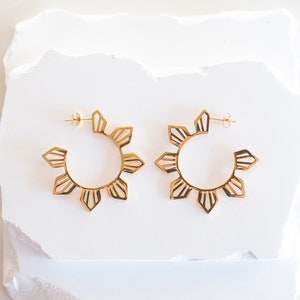 Philippine Sun Araw Statement Hoop Earrings Gold