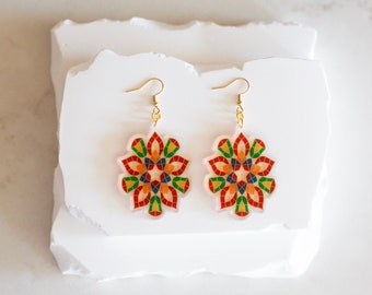 Philippine Capiz Parol Danlge Earrings | Capiz Parol Earrings | Philippine Christmas Langern Earrings