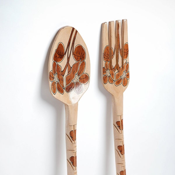 Wooden Fork and Spoon Wall Decor Etsy