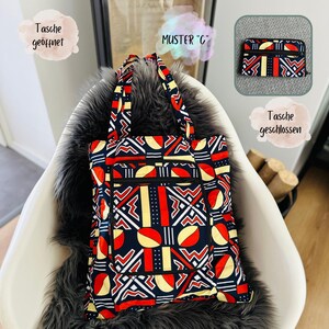 Afrikanische Einkaufstasche - zwei in eins Taschen - Einkaufsbeutel faltbar - Dankeschön Geschenk - Wax Print - Tasche mit Reißßverschluss