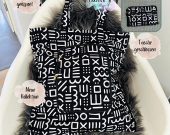Afrikanische Einkaufstasche - zwei in eins Taschen - Einkaufsbeutel faltbar - Dankeschön Geschenk - Wax Print - Tasche mit Reißßverschluss