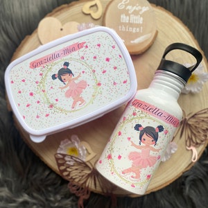 Personalisierte Trinkflasche und Brotdose als Geschenkeset für Kinder; Personalisiertes Set für Einschulung Geschenk Kindergeburtstag